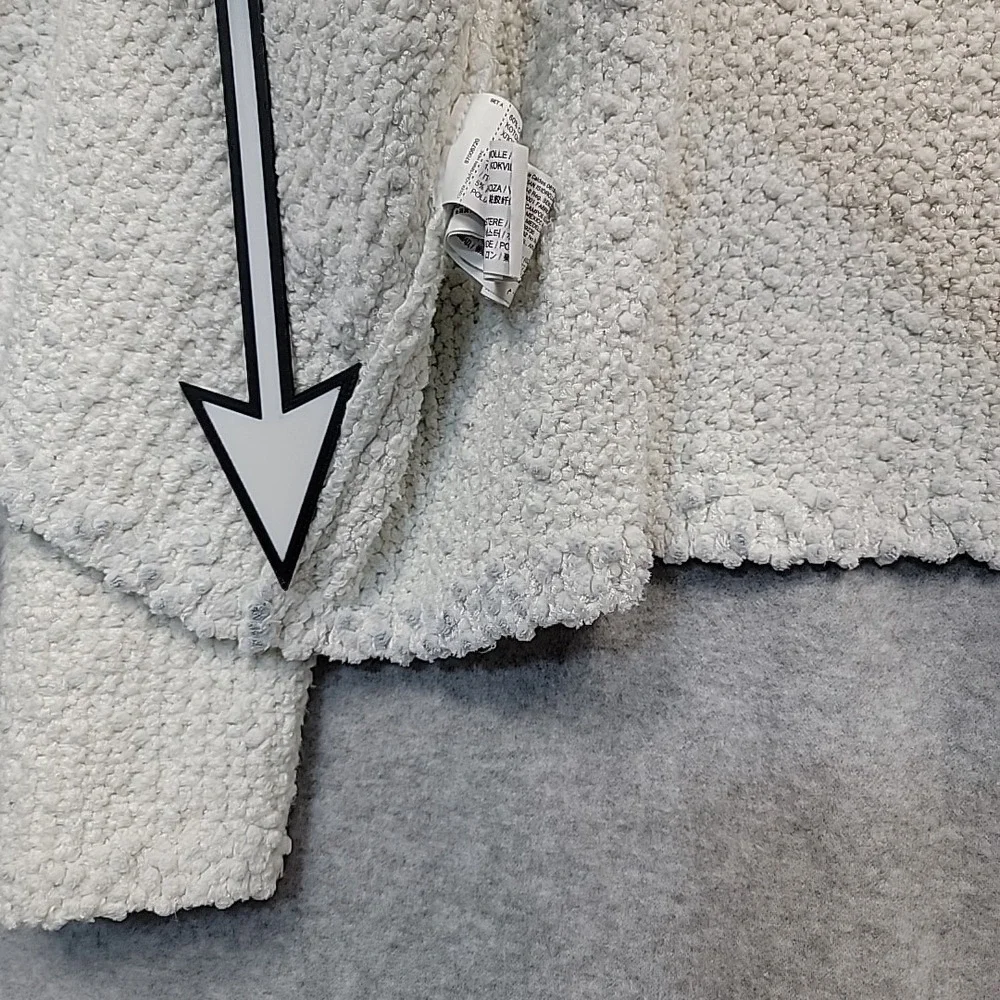 MANGO Womens XL Boucle Texture Knit Jewel Button‎ Cardigan Lady Sweater White